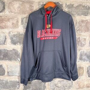 Men's Chicago Blackhawks Hockey Hoodie XL Gray Red‎ NHL Official Licensed Sports
